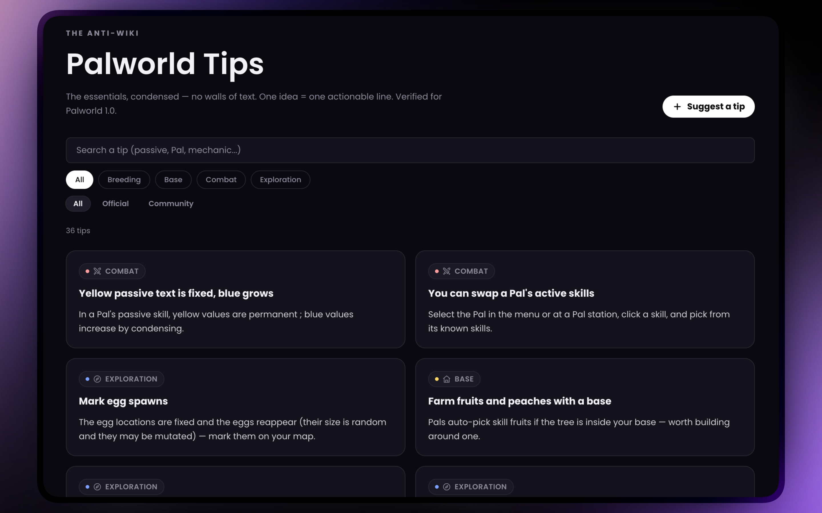 Condensed tips